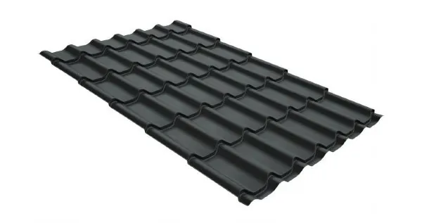 Металлочерепица классик GL 0,5 GreenCoat Pural Matt RR 23 темно-серый (RAL 7024 мокрый асфальт) купить в Волоколамске