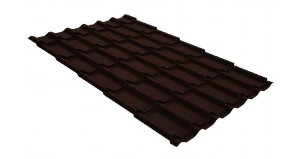 Металлочерепица классик GL 0,5 GreenCoat Pural Matt RR 887 шоколадно-коричневый (RAL 8017 шоколад) купить в Волоколамске