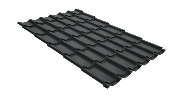 Металлочерепица классик GL 0,5 GreenCoat Pural RR 23 темно-серый (RAL 7024 мокрый асфальт) купить в Волоколамске