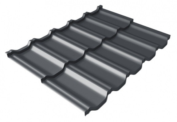 Металлочерепица модульная Квинта Uno Grand Line c 3D резом 0,5 Satin Мatt RAL 7024 мокрый асфальт купить в Волоколамске
