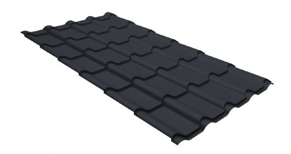 Металлочерепица камея GL 0,5 GreenCoat Pural matt RR 23 темно-серый (RAL 7024 мокрый асфальт) купить в Волоколамске