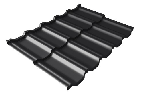 Металлочерепица модульная Квинта Uno Grand Line c 3D резом 0,5 GreenСoat Pural Matt RR 33 черный (RAL 9005 черный) купить в Волоколамске