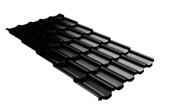 Металлочерепица квинта плюс с 3D резом 0,5 GreenСoat Pural Matt RR 33 черный (RAL 9005 черный) купить в Волоколамске