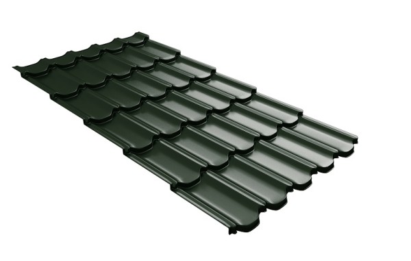 Металлочерепица квинта плюс с 3D резом 0,5 GreenСoat Pural RR 11 темно-зеленый (RAL 6020 хромовая зелень) купить в Волоколамске