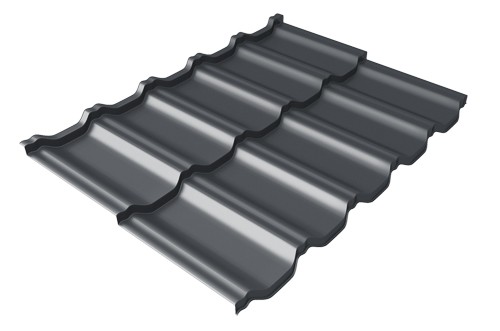 Металлочерепица модульная Квинта Uno Grand Line c 3D резом 0,45 PE RAL 7024 мокрый асфальт купить в Волоколамске