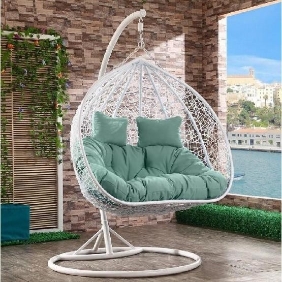 Кресло Подвесное из искусственного ротанга AFM-109A White/Green купить в Волоколамске