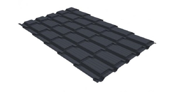 Металлочерепица GL квадро профи 0,5 GreenCoat Pural RR 23 темно-серый (RAL 7024) мокрый асфальт купить в Волоколамске
