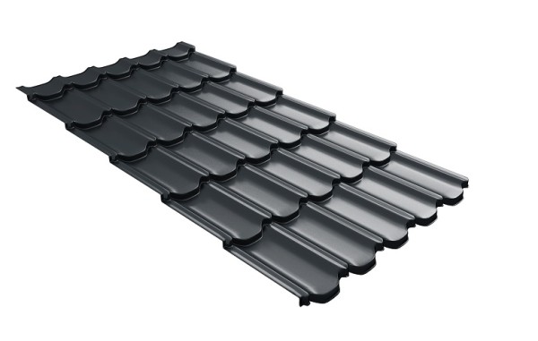 Металлочерепица квинта плюс с 3D резом 0,5 Satin RAL 7016 антрацитово-серый купить в Волоколамске