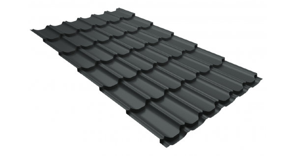 Металлочерепица квинта плюс 0,5 GreenCoat Pural Matt RR 23 темно-серый (RAL 7024 мокрый асфальт) купить в Волоколамске